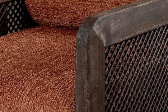 Orange Armchair Dark Walnut Wooden Base 61x80x60cm