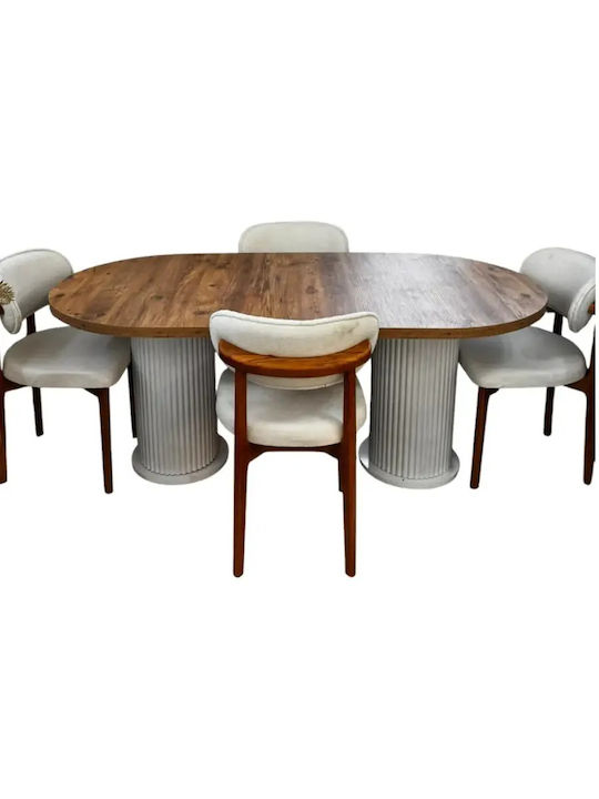 Dining Room Furniture Set 4 Chairs Modern Design 90x180cm