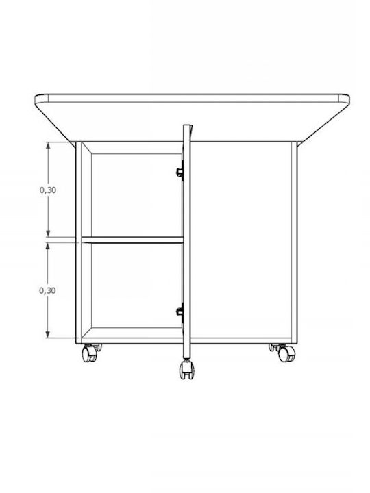 Folding Kitchen Table with Wheels Gray 155x70x75 Cm