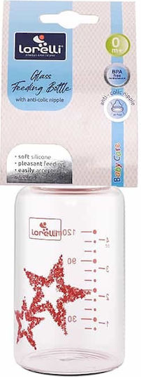 Lorelli Glass Baby Bottle Anti-colic with Silicone Teat for 0+ Months Pink 120ml