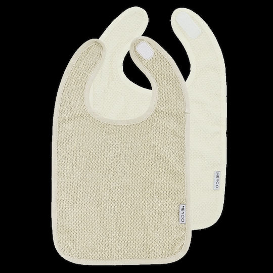 Meyco Σαλιάρα από 100% Βαμβάκι με Αυτοκόλλητο Natural/soft Sand 2τμχ