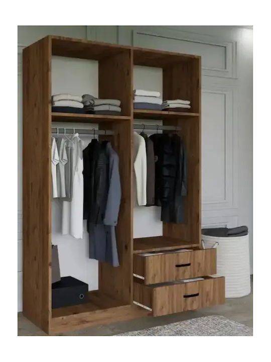 Triple Door Wardrobe with Shelves 2 Drawers Walnut 120×45×180cm