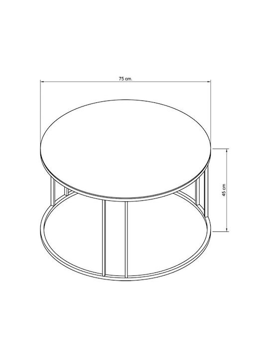 Rund Couchtisch Metall Silver STE-003675-V5264 B45xT75cm