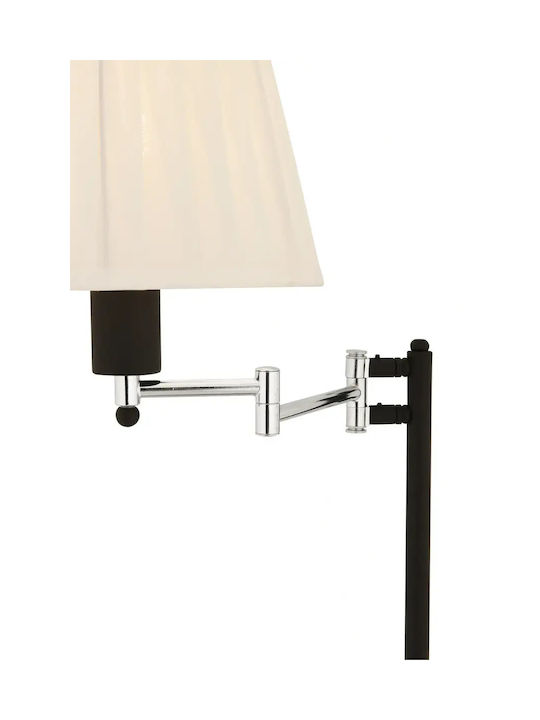 SteweHome Floor Lamp Black Metal Fabric Shade 30x155cm
