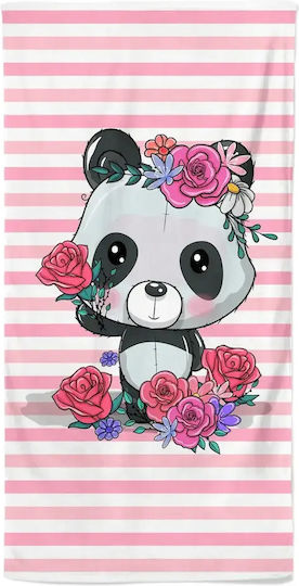Kinder-Strandtuch Rosa Bären Blumen – 130x65cm