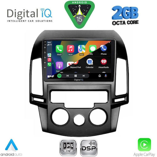 Digital IQ Автомобилна Аудио Система с A/C (Блутут/USB/WiFi/GPS/Apple-Carplay/Android-Auto) с Тъчскрийн 9"