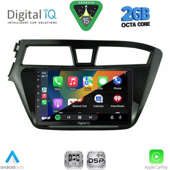 Digital IQ Car Audio System for Hyundai i20 2014-2018 (Bluetooth/USB/WiFi/GPS/Apple-Carplay/Android-Auto) with Touch Screen 9"