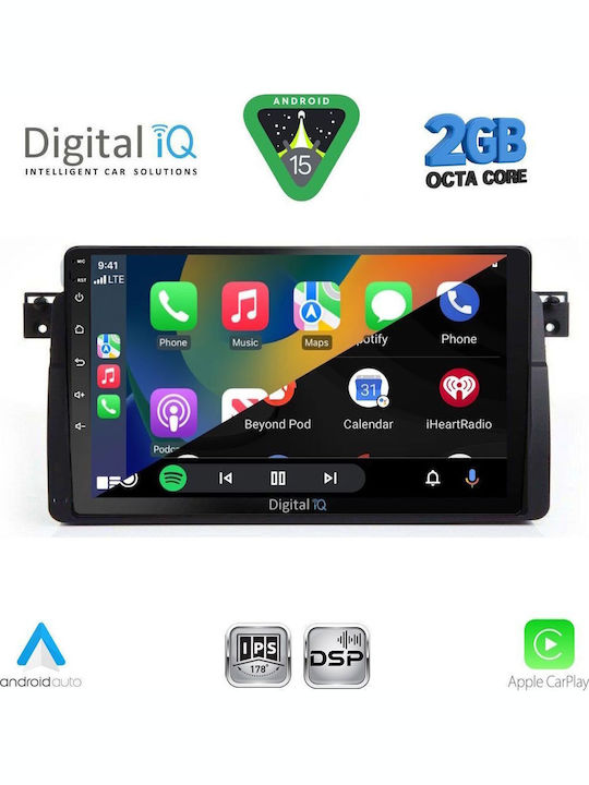 Digital IQ Car Audio System for BMW E46 1998-2005 (Bluetooth/USB/WiFi/GPS/Apple-Carplay/Android-Auto) with Touch Screen 9"