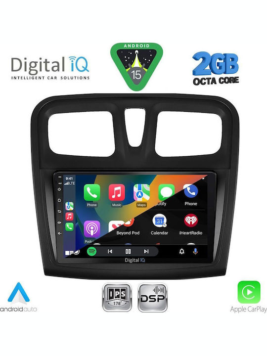 Digital IQ Car Audio System for Dacia Logan / Sandero 2012-2019 (Bluetooth/USB/WiFi/GPS/Apple-Carplay/Android-Auto) with Touch Screen 9"