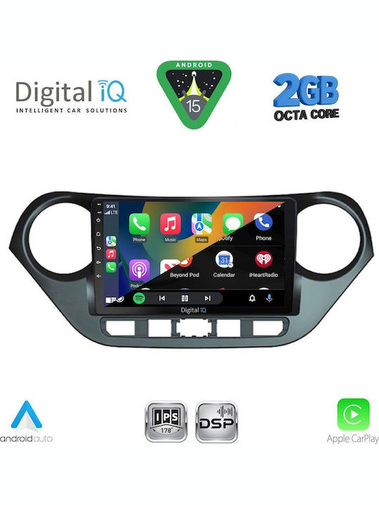 Digital IQ Car Audio System for Hyundai i10 2014-2020 (Bluetooth/USB/WiFi/GPS/Apple-Carplay/Android-Auto) with Touch Screen 9"