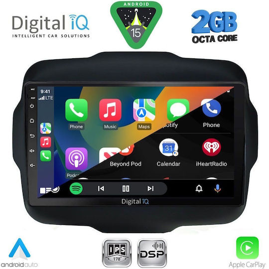 Digital IQ Car Audio System for Jeep Renegade 2014 (Bluetooth/USB/WiFi/GPS/Apple-Carplay/Android-Auto) with Touch Screen 9"
