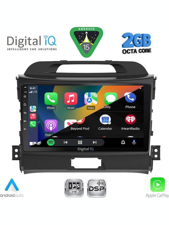 Digital IQ Car Audio System for Kia Sportage 2010-2015 (Bluetooth/USB/WiFi/GPS/Apple-Carplay/Android-Auto) with Touch Screen 9"
