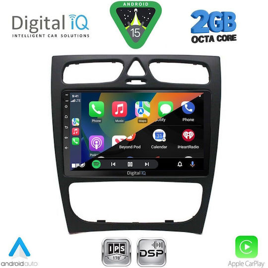 Digital IQ Car Audio System for Mercedes-Benz C Class 1999-2004 (Bluetooth/USB/WiFi/GPS/Apple-Carplay/Android-Auto) with Touch Screen 9"