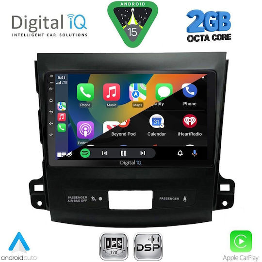 Digital IQ Car Audio System for Peugeot 4007 Mitsubishi Outlander Citroen C-Crosser 2006-2012 (Bluetooth/USB/WiFi/GPS/Apple-Carplay/Android-Auto) with Touch Screen 9"