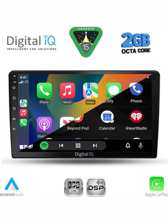 Digital IQ Car Audio System for Toyota Auris 2007-2012 (Bluetooth/USB/WiFi/GPS/Apple-Carplay/Android-Auto) with Touch Screen 9"