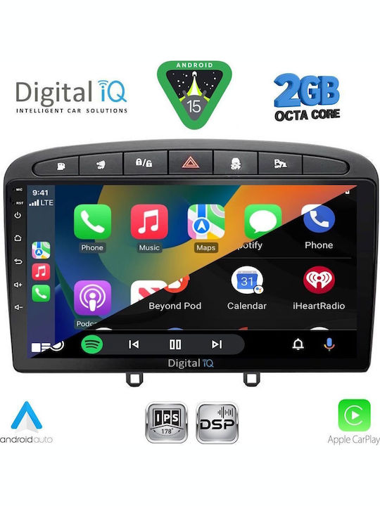 Digital IQ Car Audio System for Peugeot 308 / RCZ 2007-2012 (Bluetooth/USB/WiFi/GPS/Apple-Carplay/Android-Auto) with Touch Screen 9"