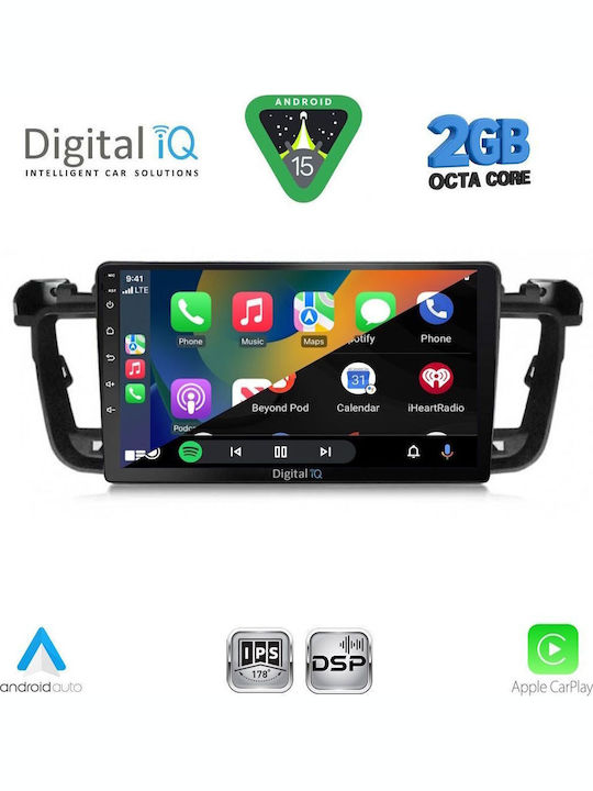 Digital IQ Car Audio System for Peugeot 508 2010-2016 (Bluetooth/USB/WiFi/GPS/Apple-Carplay/Android-Auto) with Touch Screen 9"