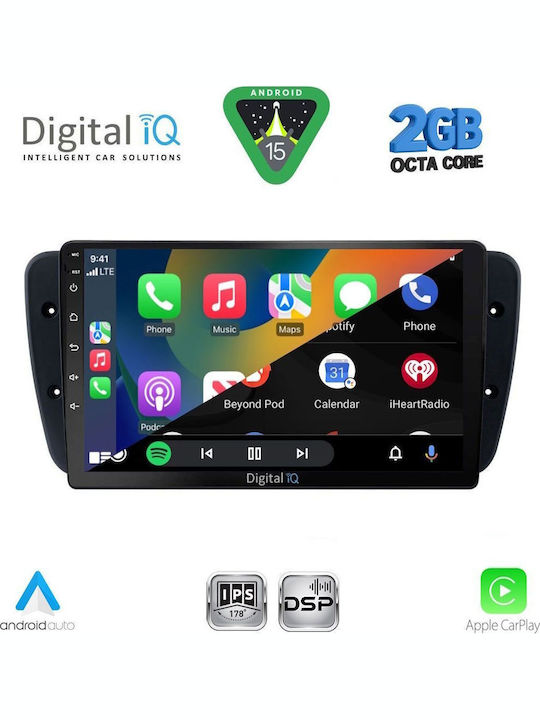Digital IQ Car Audio System for Seat Ibiza 2008-2015 (Bluetooth/USB/WiFi/GPS/Apple-Carplay/Android-Auto) with Touch Screen 9"