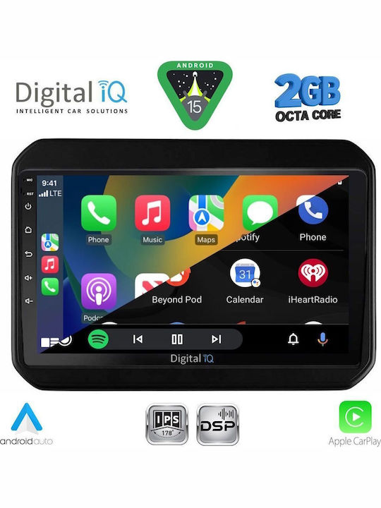 Digital IQ Auto-Audiosystem für Suzuki Ignis 2016 (Bluetooth/USB/WiFi/GPS/Apple-Carplay/Android-Auto) mit Touchscreen 9"