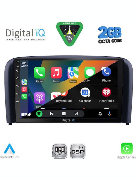 Digital IQ Car Audio System for Volvo S80 1999-2006 (Bluetooth/USB/WiFi/GPS/Apple-Carplay/Android-Auto) with Touch Screen 9"