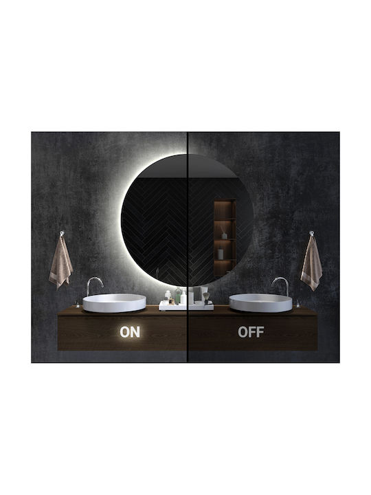 Tulup Oglindă de Perete cu Iluminare LED Diametru 80cm 1buc