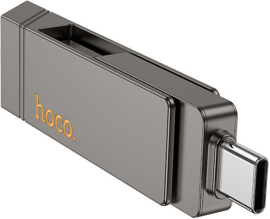 Hoco 128GB USB 2.0 Stick με σύνδεση USB-A & USB-C Μαύρο