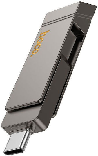 Hoco 128GB USB 2.0 Stick με σύνδεση USB-A & USB-C Μαύρο