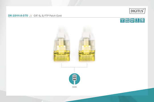 Digitus S/FTP Cat.6a (Gigabit) Καλώδιο Δικτύου Ethernet 7m Γκρι