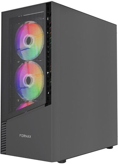 Gembird Fornax 200 Gaming Midi Tower Κουτί Υπολογιστή με Πλαϊνό Παράθυρο Μαύρο