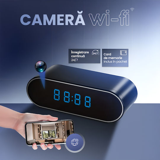 Cameră De Supraveghere În Ceas Wifi 1080p Full Hd Card De 32gb Inclus Viziune Nocturnă Detectare Mișcare Alerte Telefon Înregistrare Audio Video Aplicație Ios Android Supraveghere Casă Birou