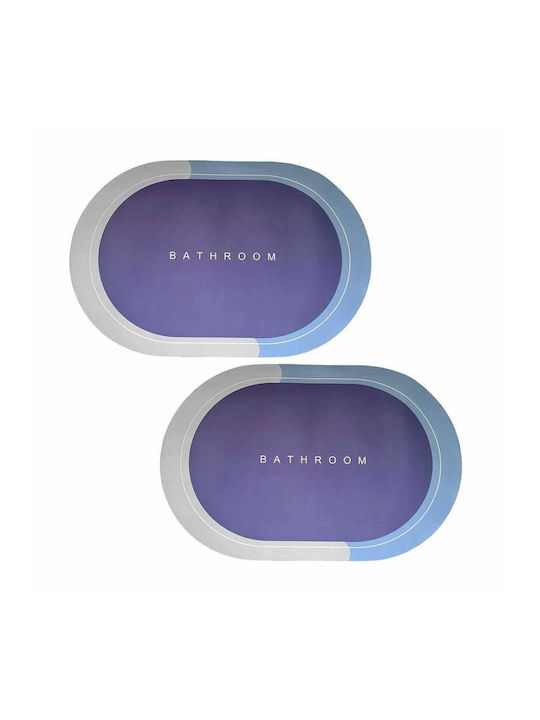 Rutschfest Set Badematten Oval Blue/purple 57x38cm 2Stück