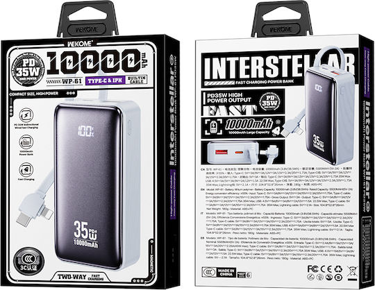 WK WP-61 Power Bank 10000mAh 35W Power Delivery Μπλε