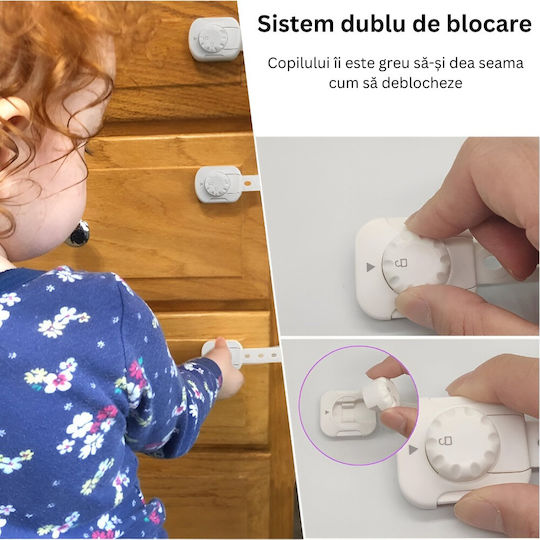 Siguranță de protecție pentru ușă în Culoare Alb 3.8x23.3x2εκ. 6buc