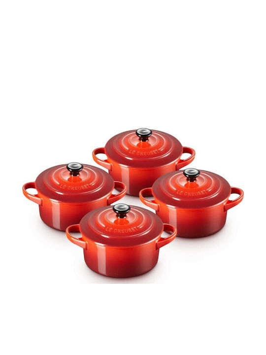 Le Creuset Kirschrot Cast Iron Pots Set of 4 Pieces