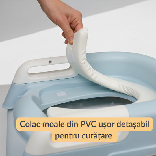 Kidizi Scaun De Toaletă Pentru Copii Micuți Albastru Cu Treaptă Cu Mânere Și Pernuță