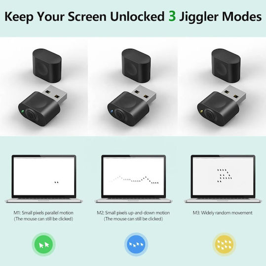Usb Симулатор Wmj01 Mouse Jiggler 3 Режима Черен – Предотвратява Заспиване На Системата