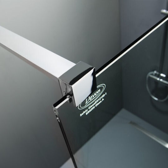 Devon Duschwand für Dusche mit Schieben Tür 57-59x200cm Sauberes Glas Chrom