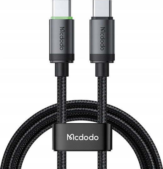 Mcdodo Braided / LED USB 2.0 Cable USB-C male - USB-C 60W PD Μαύρο 1m CA-4410
