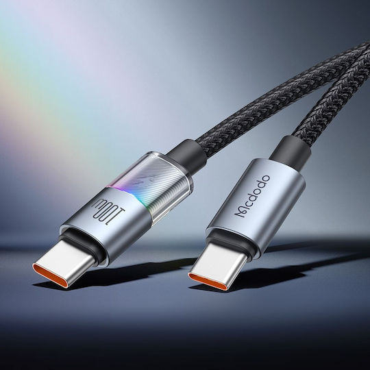 Mcdodo LED / Braided USB 2.0 Cable USB-C male - USB-C 100W Black 1.2m (CA-8200)