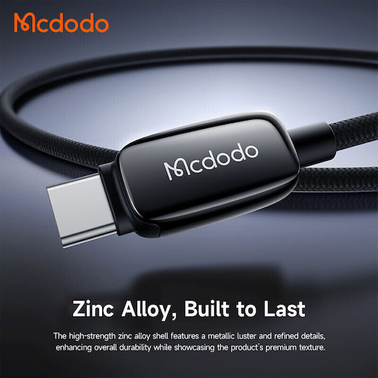 Mcdodo LED USB 2.0 Cable USB-C male - USB-A 66W Black 1.2m (CA-0020)