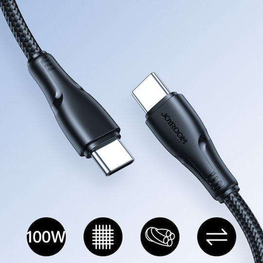 Joyroom USB 2.0 Cable USB-C male - USB-C 60W PD Μαύρο 0.25m USB-C 0.25m black