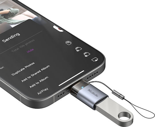 Mcdodo Конвертор Lightning / USB-A мъжки към Lightning / USB-A женски Черен 1бр OT-7390