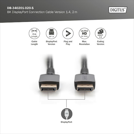 Digitus Cablu DisplayPort male - DisplayPort male 2m Negru