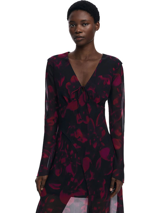 Maxi Abendkleid mit Rüschen Lila