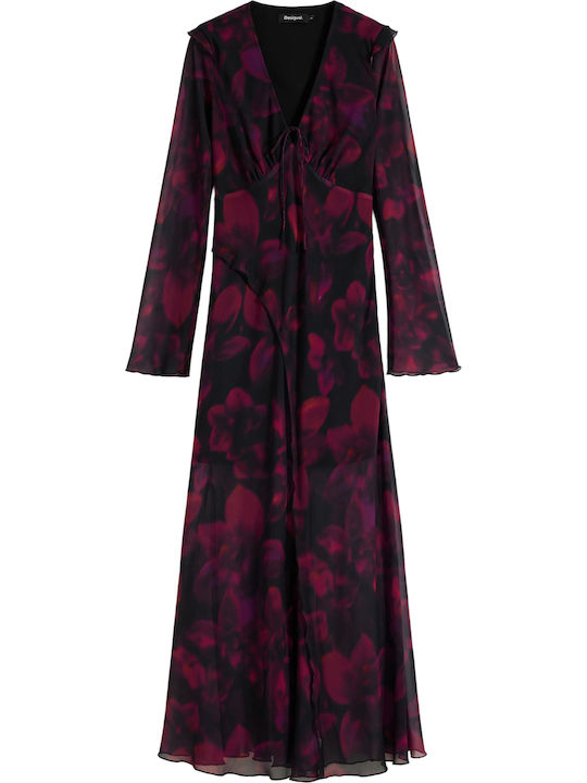 Maxi Abendkleid mit Rüschen Lila
