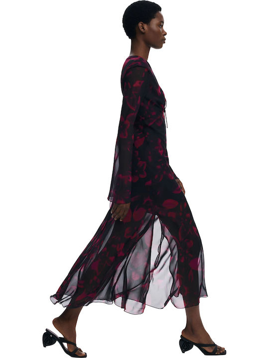 Maxi Abendkleid mit Rüschen Lila