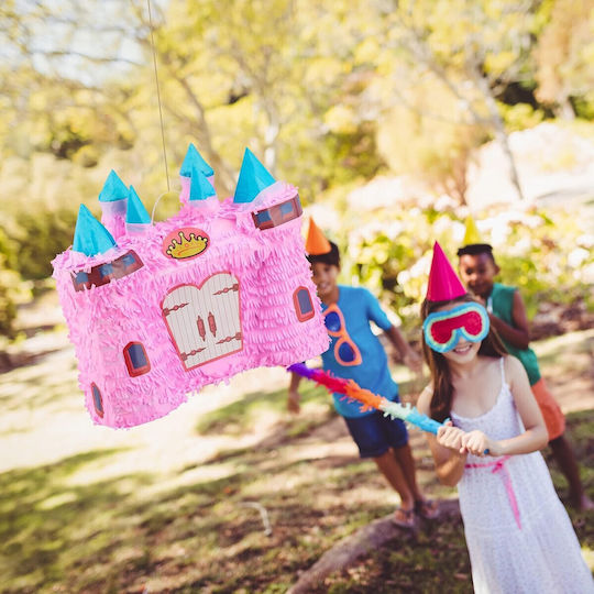Pinata Castelul Prințesei Petrecere Flippy Din Hârtie Creponată Carton Pinata Petrecere 40 X 37 X 15 Cm Roz Deschis