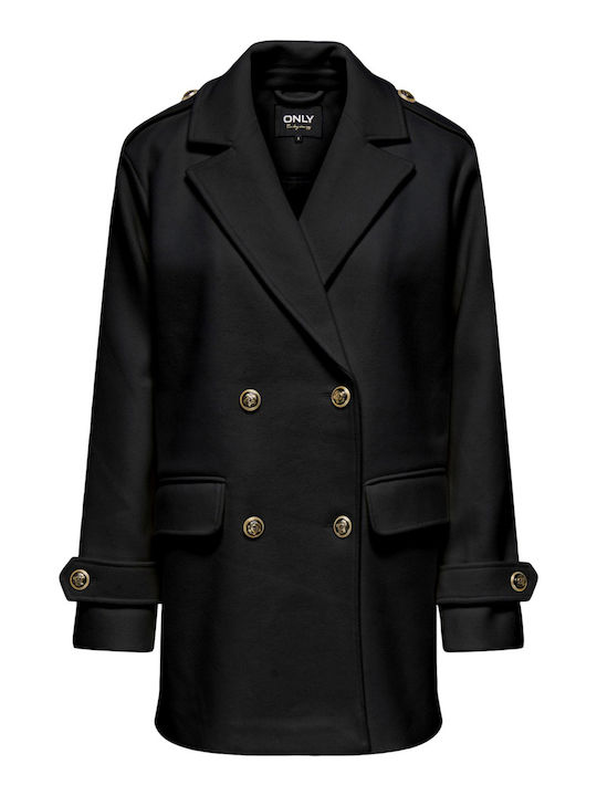 Ingrid Women's Black Coat with Buttons