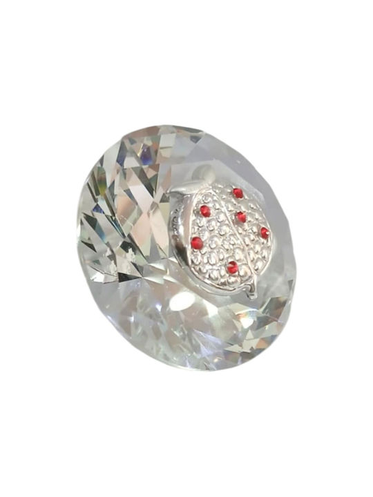 Kalliopi Silver Γούρι Ρόδι Λευκό 6x6cm