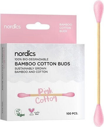 Nordics Baumwollstäbchen Bambus 100 Stück Rosa